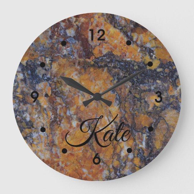 Grande Horloge Ronde Marbre gris jaune ocre (Recto)