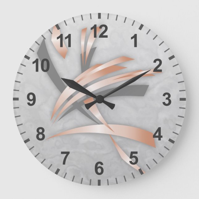 Grande Horloge Ronde Marbre gris or rose Art Abstrait (Recto)