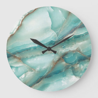 Grande Horloge Ronde Marbre Multicolore : Onyx effet verre.