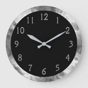 Grande Horloge Ronde Marbre noir et gris