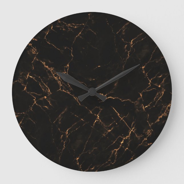 Grande Horloge Ronde Marbre noir luxueux : Texture élégante (Recto)