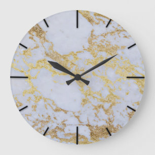 Grande Horloge Ronde Marbre Parties scintillant or moderne tendance