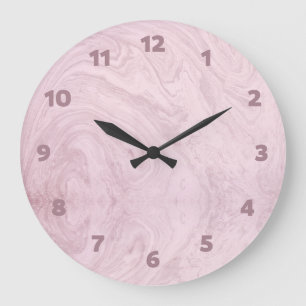 Grande Horloge Ronde Marbre rose abstrait moderne mignon
