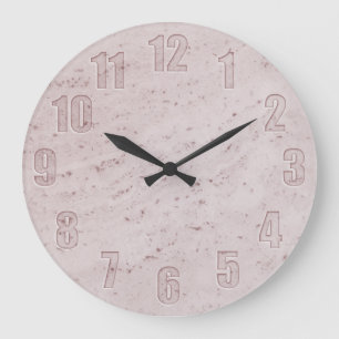 Grande Horloge Ronde Marbre rose avec des nombres de coupe-circuit