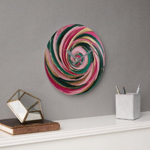 Grande Horloge Ronde Marbre Rose Mint
