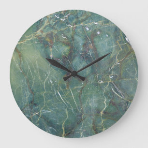 Grande Horloge Ronde Marbre vert de Malachite Texture détaillée