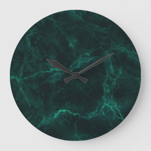 Grande Horloge Ronde Marbre vert foncé, texture transparente.