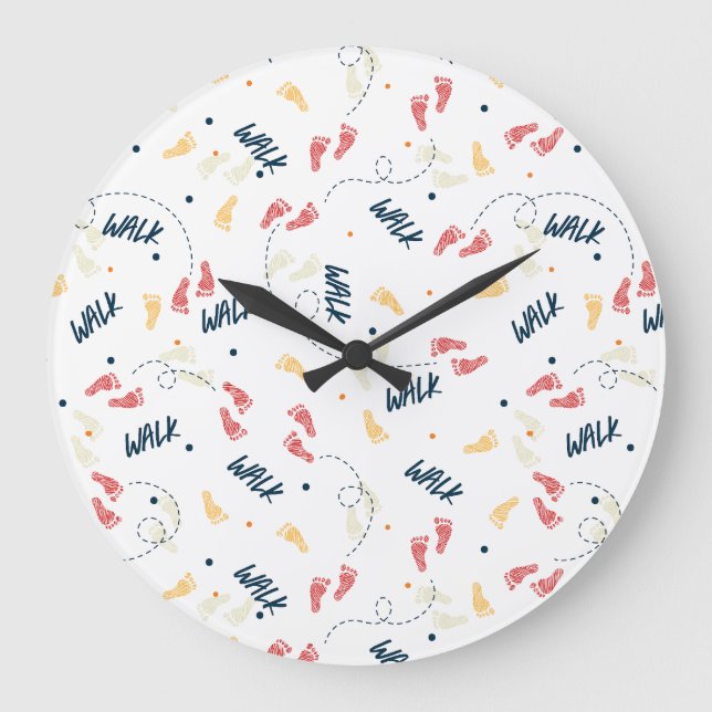 Grande Horloge Ronde Marcher ensemble : Motif d'empreinte d'aventure (Recto)
