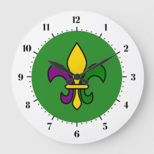 Grande Horloge Ronde Mardi gras fleur-de-lys