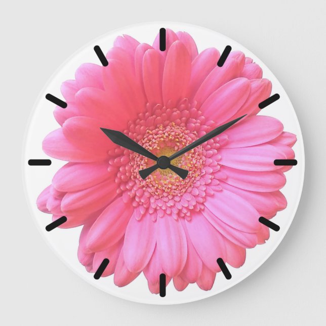 Grande Horloge Ronde Marguerite rose de gerbera (Recto)
