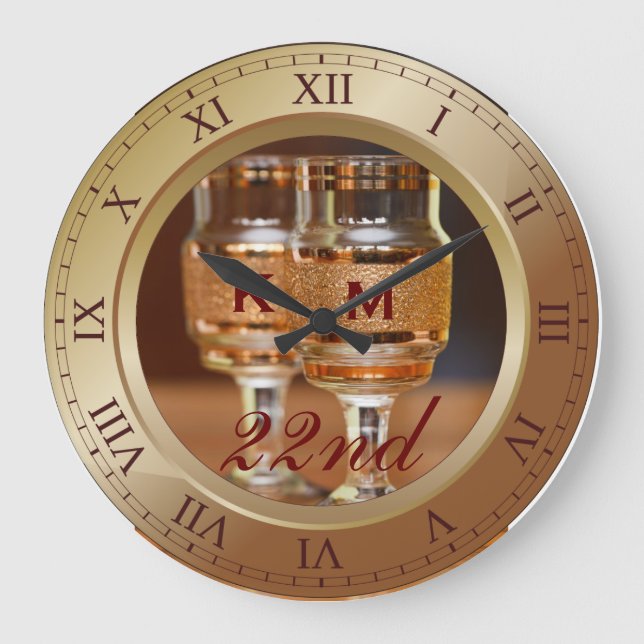Grande Horloge Ronde Mariage de bronze Anniversaire cuivre or Brown pho (Recto)
