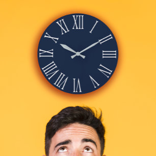 Grande Horloge Ronde Marine bleue Nauti Number2 romain argenté