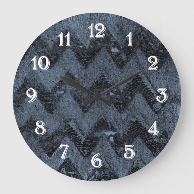 Grande Horloge Ronde Marine Chevron Abstrait (Recto)