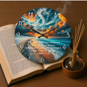Grande Horloge Ronde Mark 11:24 Cross Sunset Ocean Faith