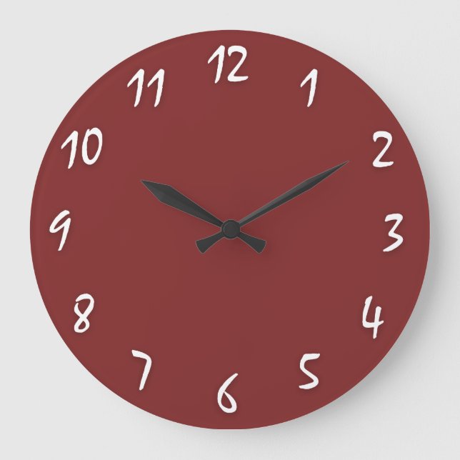 Grande Horloge Ronde Maroon rouge moderne simple (Recto)