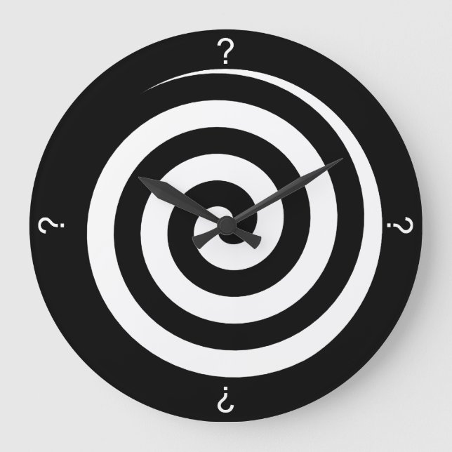 Grande Horloge Ronde Marque d'interrogation Mur de spirale noire (Recto)