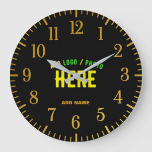 GRANDE HORLOGE RONDE MARQUE PERSONNALISABLE NOIRE VERIFIEE DE STYLE MOD
