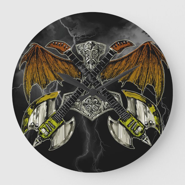 Grande Horloge Ronde Marteau de Thor des guitares de dieux (Recto)