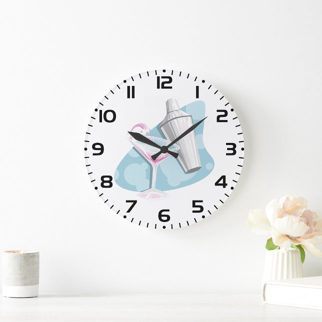 Grande Horloge Ronde Martini Verre Et Shaker (Créateur téléchargé)
