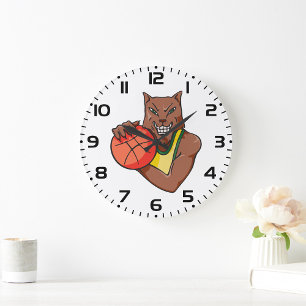 Grande Horloge Ronde Mascotte de basket-ball sauvage Fierce