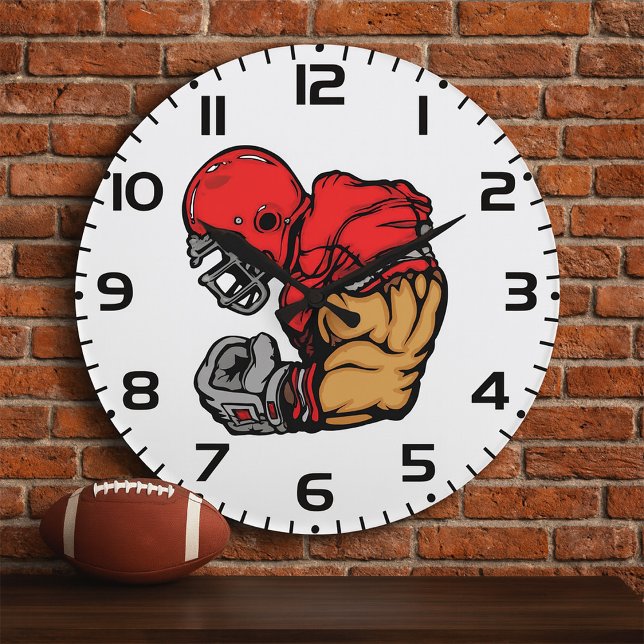 Grande Horloge Ronde Mascotte de guerrier de football robuste Muscle de (Créateur téléchargé)