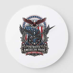 Grande Horloge Ronde Masque de gardien patriotique inspiré de la libert