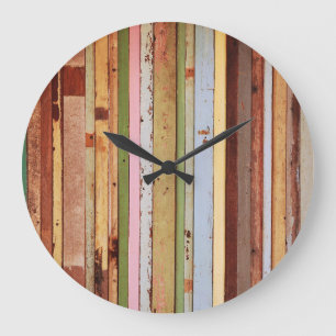 Grande Horloge Ronde Matériau en bois : Texture Vintage de papier peint