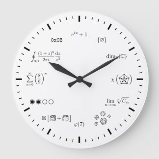 Grande Horloge Ronde Math Wall Clock