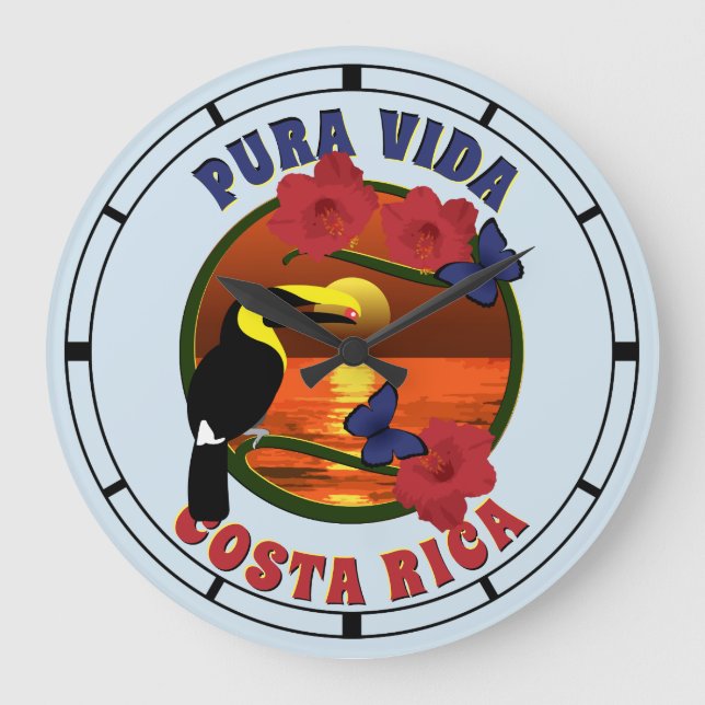 Grande Horloge Ronde Matrice de Pura Vida Costa Rica (Recto)