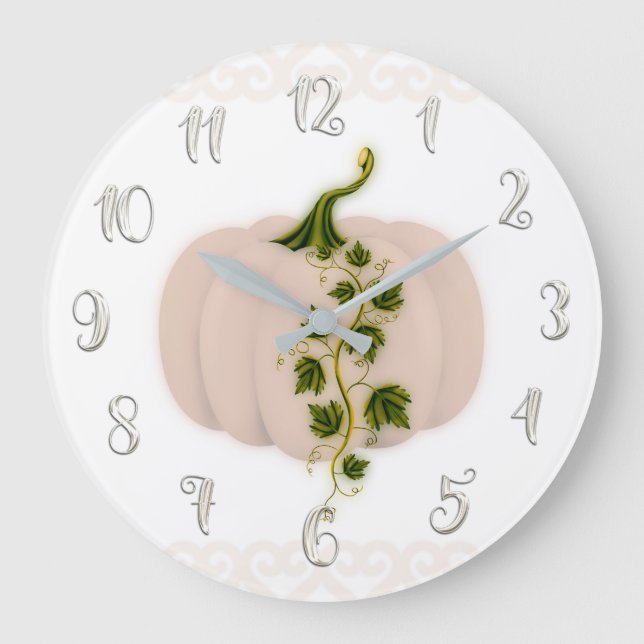 Grande Horloge Ronde Matte Pink Blush Storbook Fairytale Citrouille Gra (Recto)