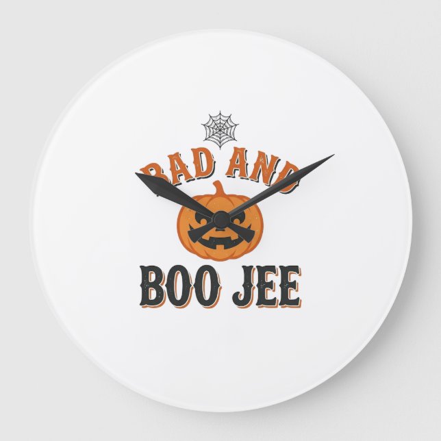 Grande Horloge Ronde Mauvais et Boo Jee Halloween Citrouille Graphique_ (Recto)