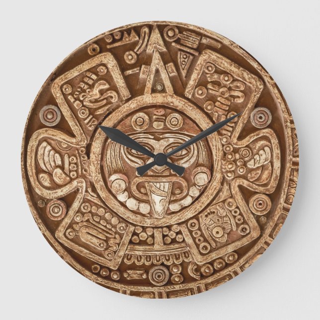 Grande Horloge Ronde Maya Tribal Pagan : Texture ornementale (Recto)
