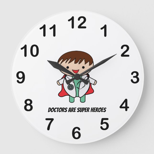 Grande Horloge Ronde Médecin Super Hero Journée nationale des médecins  (Recto)