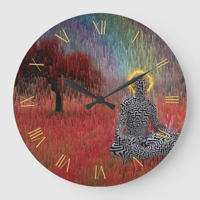 Grande Horloge Ronde Méditation en paysage surréel (Recto)