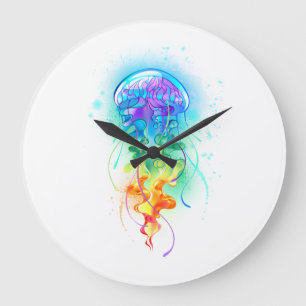 Grande Horloge Ronde Méduse arc-en-ciel
