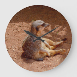 Grande Horloge Ronde Meerkat Lazy Days,