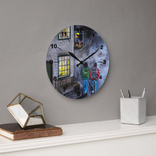 Grande Horloge Ronde Méfiez-vous de la Lune Peinture d'Alfred Fox