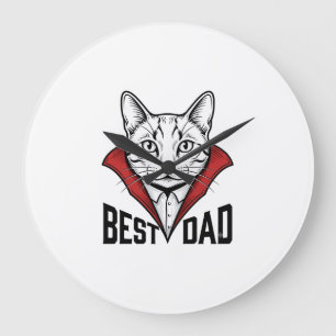 Grande Horloge Ronde Meilleur design de gravure vintage de chat vampire