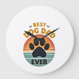 Grande Horloge Ronde Meilleur Papa Chien de Tous les Temps Vintage Retr