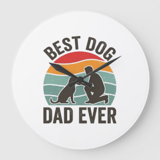 Grande Horloge Ronde Meilleur Papa de Chien Vintage Sunset Conception d