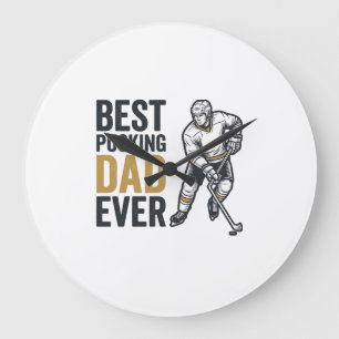 Grande Horloge Ronde Meilleur Papa de Hockey de Tous les Temps Concepti