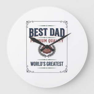 Grande Horloge Ronde Meilleur Papa Design de T-Shirt avec Gravure Vinta