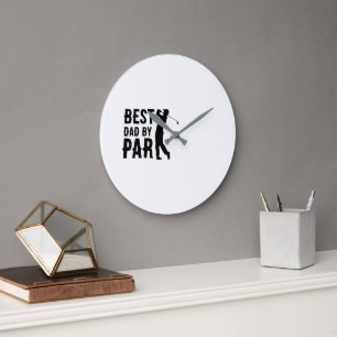 Grande Horloge Ronde Meilleur Papa par Golf Cadeau de la Fête des Pères