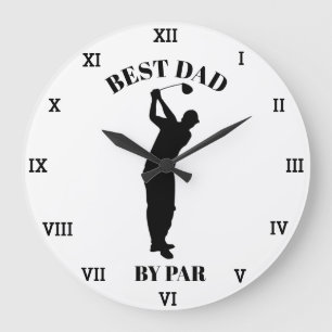 Grande Horloge Ronde Meilleur papa Par Par Par Golfer Anniversaire 70èm
