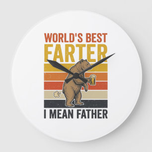 Grande Horloge Ronde Meilleur Pétomane Drôle Papa Ours du Monde