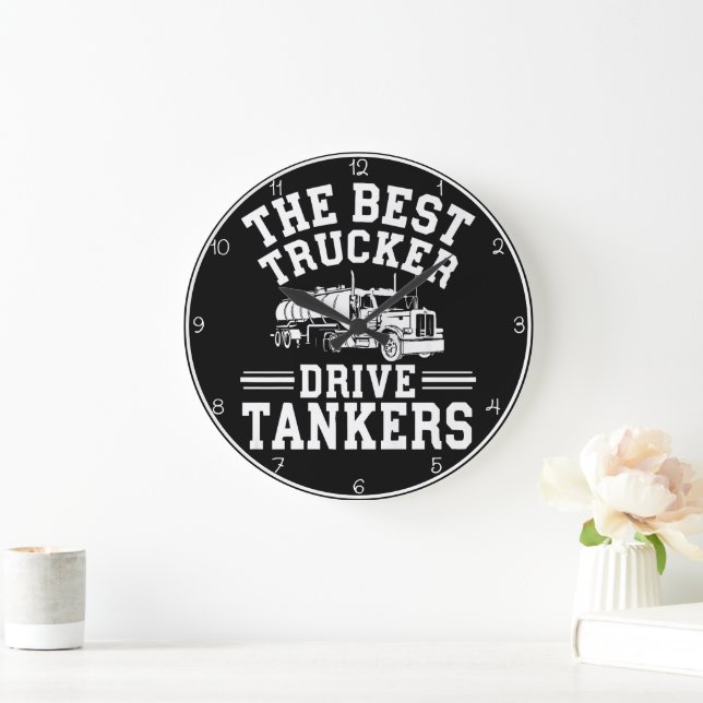 Grande Horloge Ronde Meilleur Trucker Conduits Tankers Blanc (Maison)