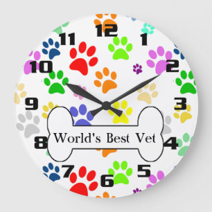 Grande Horloge Ronde meilleur vétérinaire du monde Colorful Pet animal