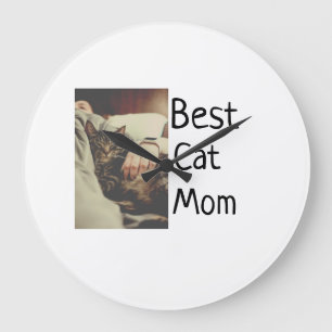 Grande Horloge Ronde Meilleure maman chat papa ajouter chat photo nom c