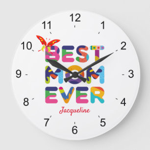 Grande Horloge Ronde Meilleure Maman Jamais Coloré