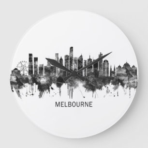 Grande Horloge Ronde Melbourne Australie Skyline BW